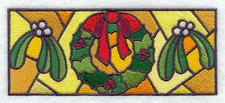 Stained Glass Christmas Wreath Border