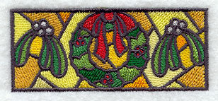 Stained Glass Christmas Wreath Border