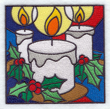 Stained Glass Christmas Candles Square
