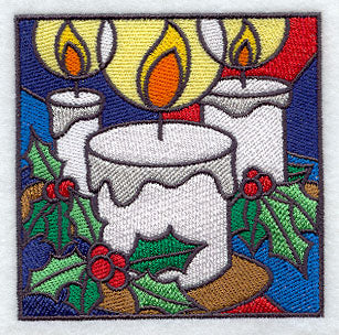 Stained Glass Christmas Candles Square