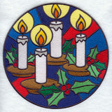 Stained Glass Christmas Candles Circle