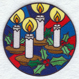 Stained Glass Christmas Candles Circle