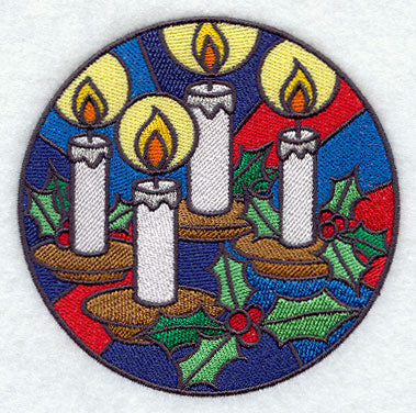 Stained Glass Christmas Candles Circle