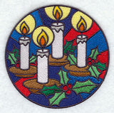 Stained Glass Christmas Candles Circle