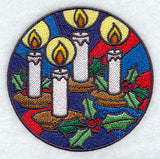 Stained Glass Christmas Candles Circle