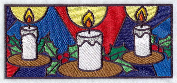 Stained Glass Christmas Candles Border