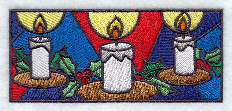 Stained Glass Christmas Candles Border