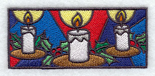 Stained Glass Christmas Candles Border