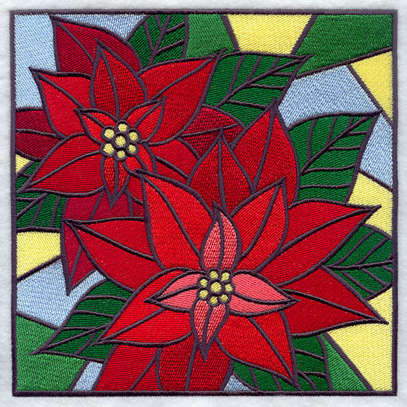 Stained Glass Poinsettia Square