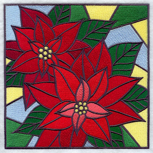 Stained Glass Poinsettia Square – Embroidery Library