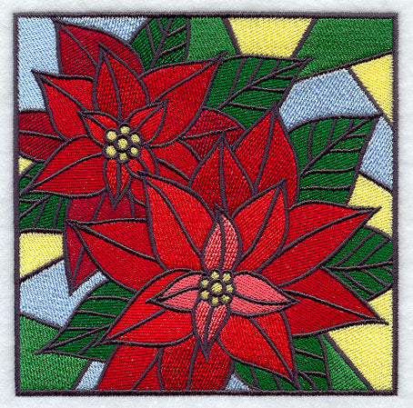 Stained Glass Poinsettia Square