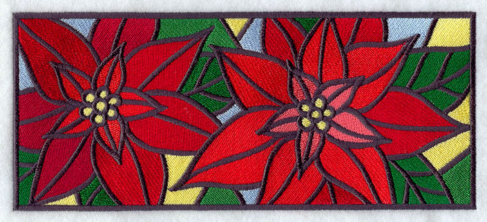 Stained Glass Poinsettia Border