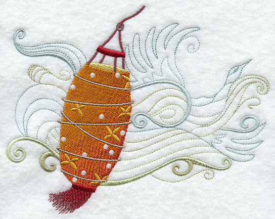 Glowing Lantern with Asian Crane