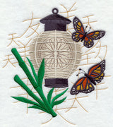 Sunburst Lantern with Butterflies and Bamboo