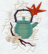 Teapot with Crane and Almond Blossoms