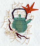 Teapot with Crane and Almond Blossoms