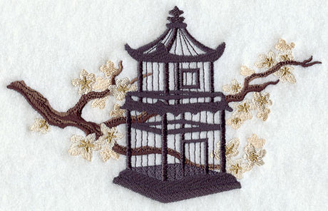 Pagoda Birdcage with Almond Blossoms