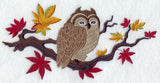 Asian Owl with Autumn Leaves