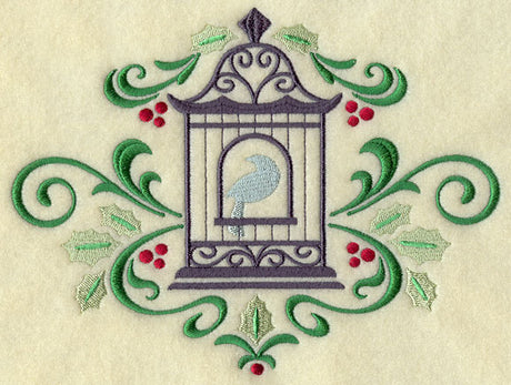 Ornate Christmas Birdcage with Holly