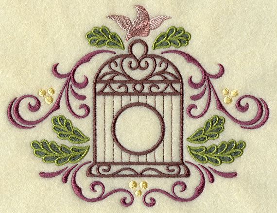 Ornate Christmas Birdcage with Pine Boughs