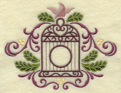 Ornate Christmas Birdcage with Pine Boughs