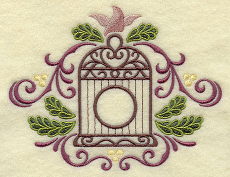 Ornate Christmas Birdcage with Pine Boughs