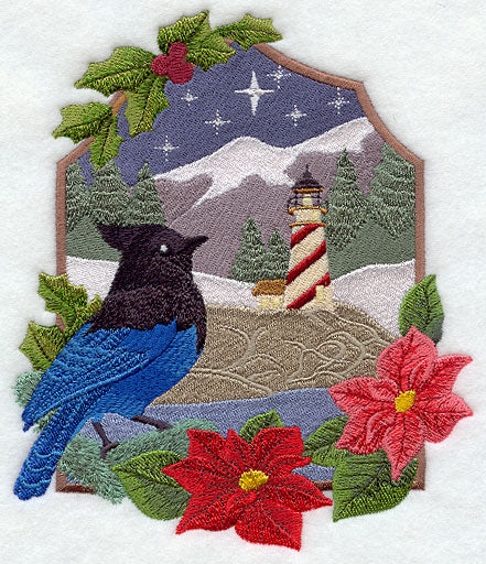 Country Christmas - Steller's Jay and Lighthouse