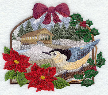 Country Christmas - Nuthatch and Covered Bridge