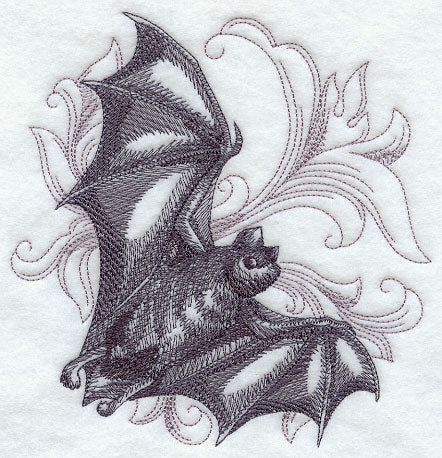 Bat with Baroque Background