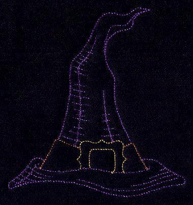 Halloween Crooked Witch's Hat (Redwork)