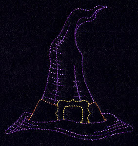Halloween Crooked Witch's Hat (Redwork)