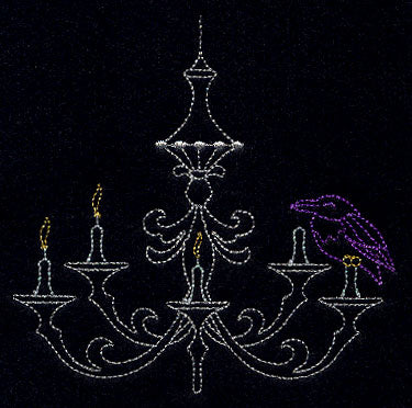 Halloween Raven on a Candelabra (Redwork)