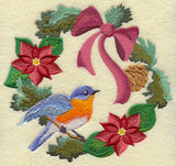 Pretty Poinsettia and Bluebird Christmas Wreath