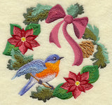 Pretty Poinsettia and Bluebird Christmas Wreath