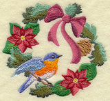 Pretty Poinsettia and Bluebird Christmas Wreath