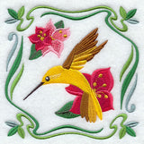 Four Seasons Nouveau Tile - Summer Flowers and Hummingbird