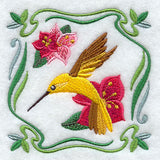 Four Seasons Nouveau Tile - Summer Flowers and Hummingbird