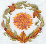 Autumn Chrysanthemum Medallion in Watercolor