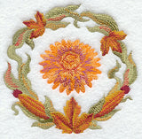 Autumn Chrysanthemum Medallion in Watercolor