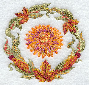 Autumn Chrysanthemum Medallion in Watercolor
