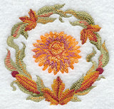 Autumn Chrysanthemum Medallion in Watercolor