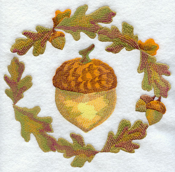 Autumn Acorn Medallion in Watercolor