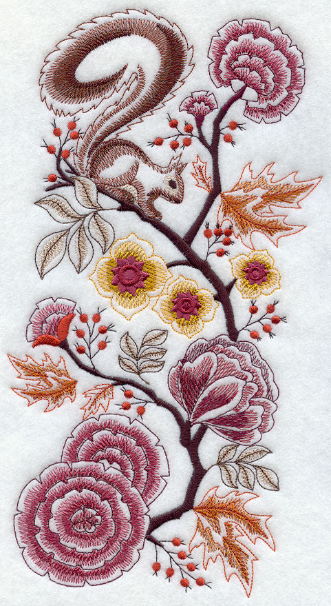 Squirrel and Autumn Flowers