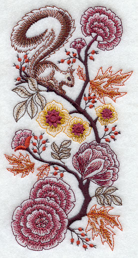 Squirrel and Autumn Flowers