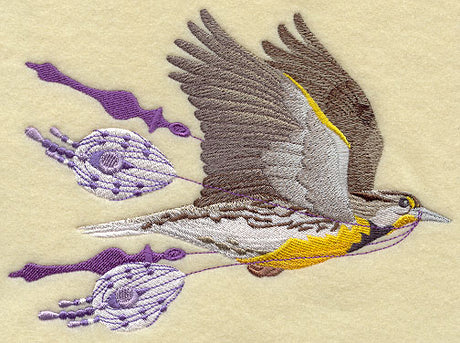 Flying Meadowlark with Christmas Ornaments