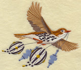 Flying Wood Thrush with Christmas Ornaments