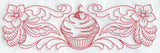 Cherry Cupcake and Flowers Border (Redwork)