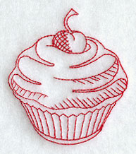 Cherry Cupcake (Redwork)