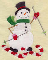 Snowman on Candy Cane Skis