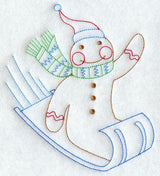 Gingerbread Man Sledding (Redwork)